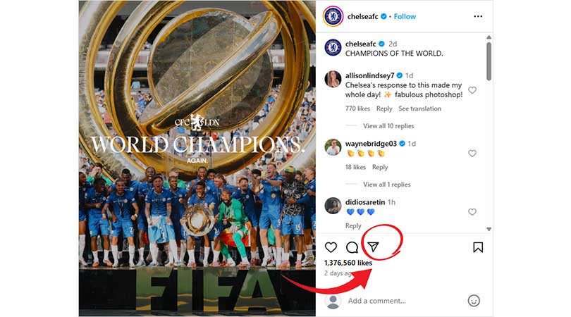 Copying the Instagram post URL